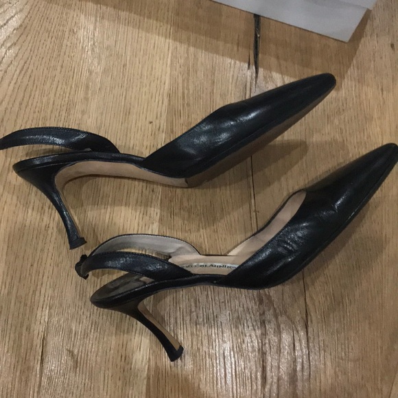 Manolo Blahnik Black Sling Back Heels - Picture 4 of 12